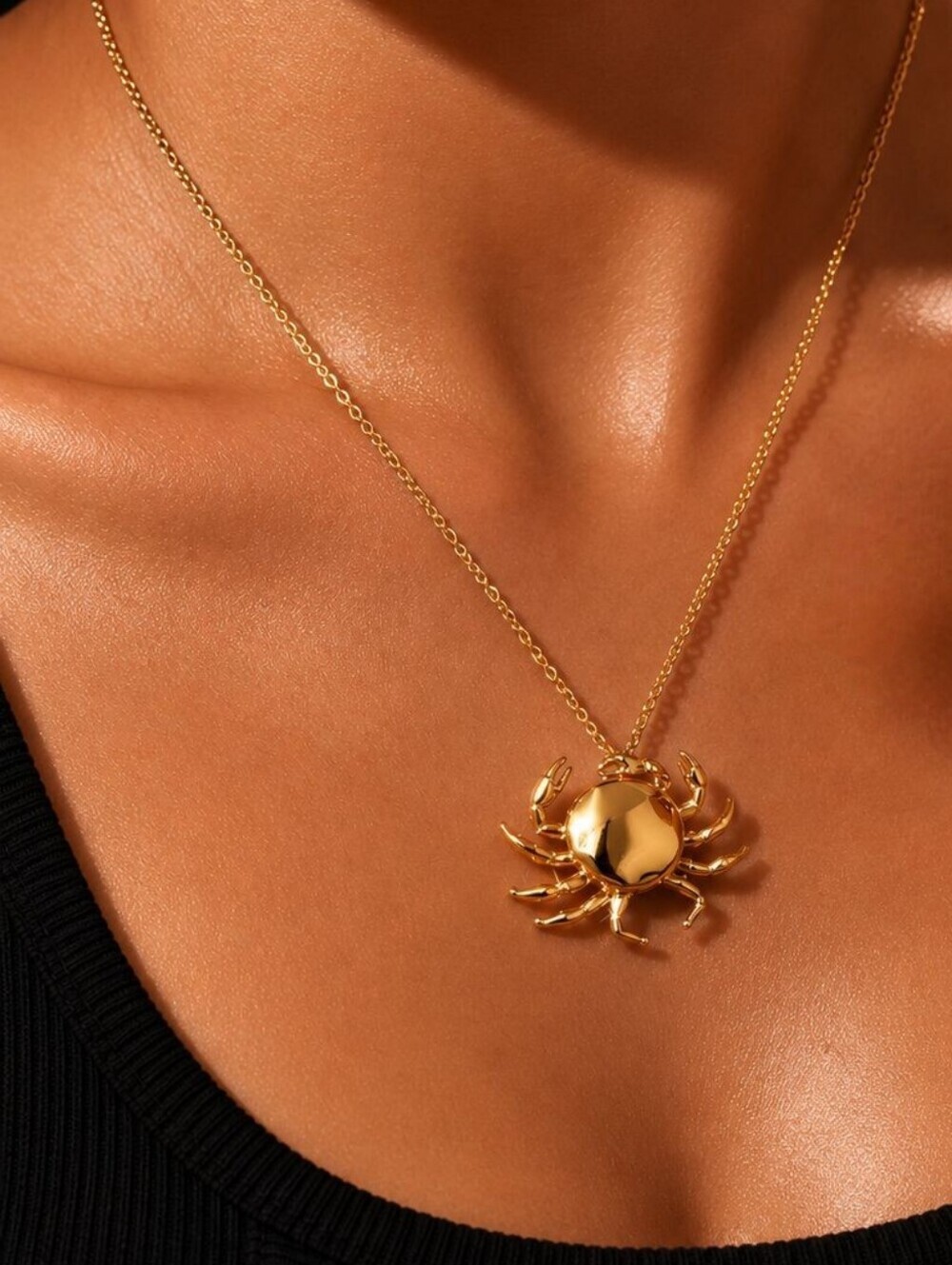 Gold Crab Pendant Necklace